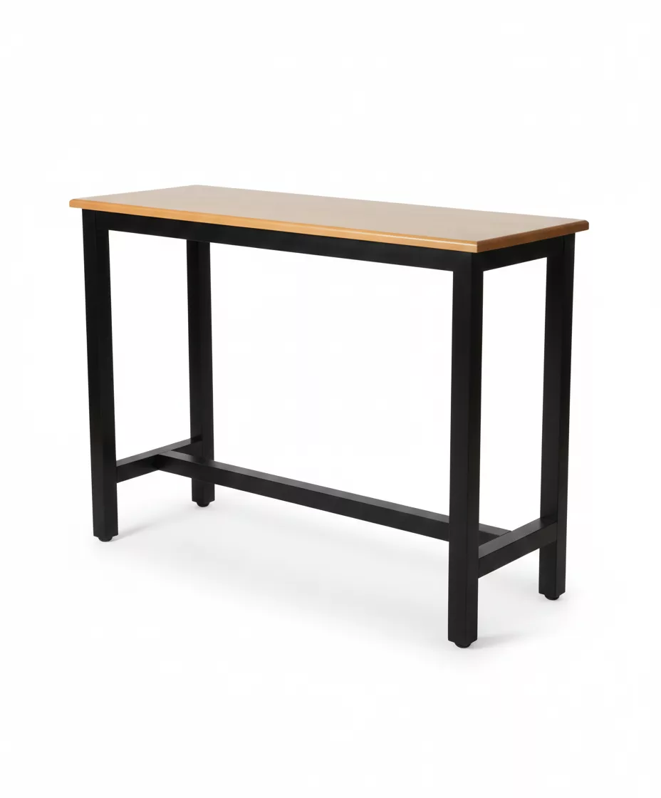 Table Haute de Bar Noire et Bois – Style Industriel