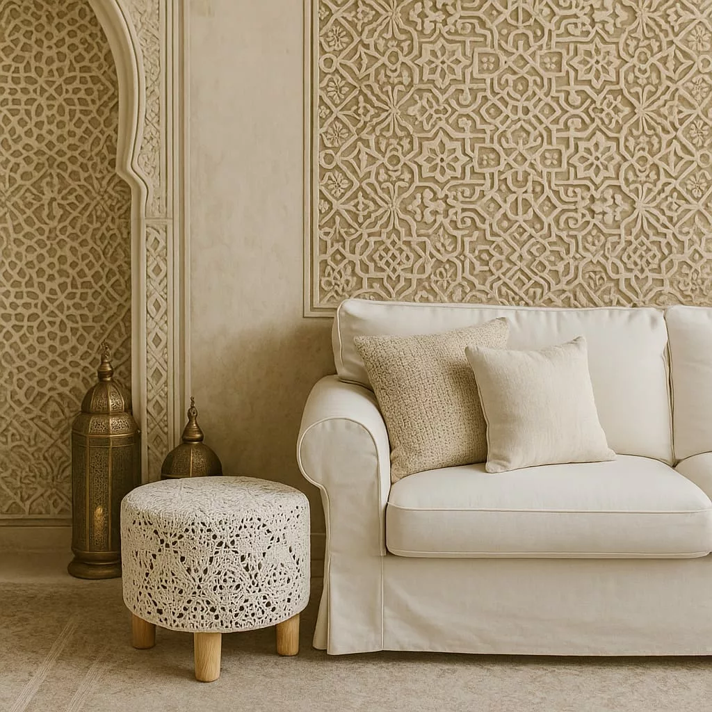 AMBIANCE AVEC POUF MACRAMÉ BEIGE