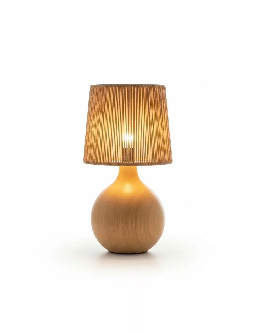 Lampe à Poser en Bois Blenz et fil Raphia
