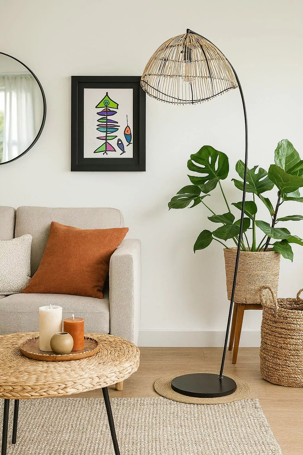 Ambaince moderne chic avec lampadaire d'appoint