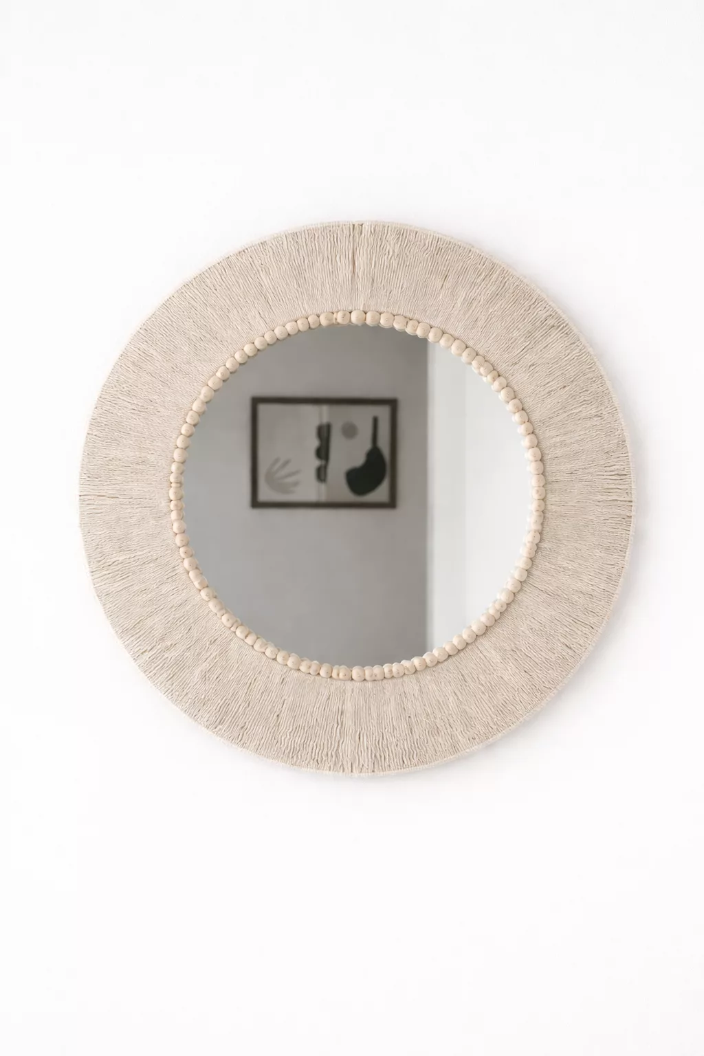 Miroir Mural Rond Bohème en Coton Tissé