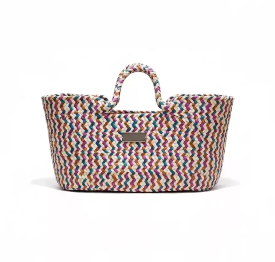 Couffin de Rangement Multicolore en Fibres Tressées