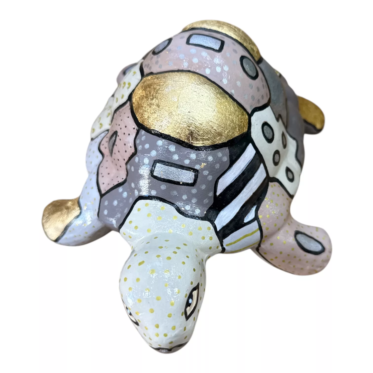 Sculpture Tortue Artistique – motifs graphique et feuille d’or