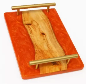 Plateau rectangulaire en bois et résine Plateau rectangulaire en bois et résine