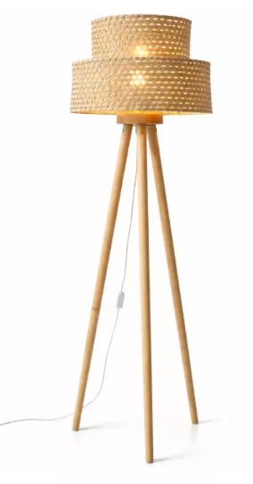 lampadaire trépied en bois