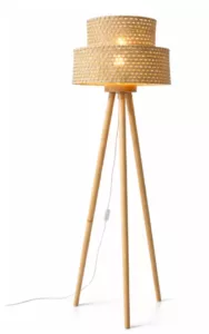 Lampadaire Trépied en Bois Naturel