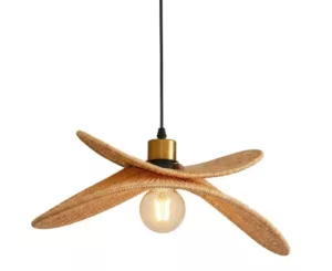 Suspension Luminaire en Rotin Tressé Design Fleur