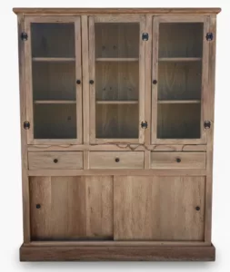 Buffet Rustique Chic en Bois de palmier et Vitrine Triple Buffet Rustique Chic en Bois de palmier et Vitrine Triple