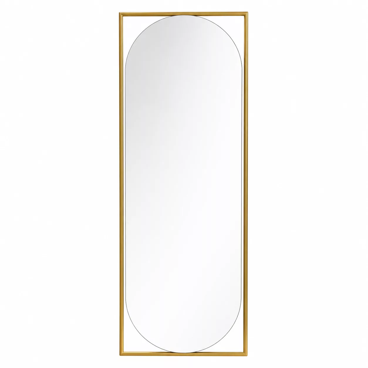Miroir Mural DAVINCI – Silhouette Ovale et Cadre Rectangulaire Minimaliste Doré