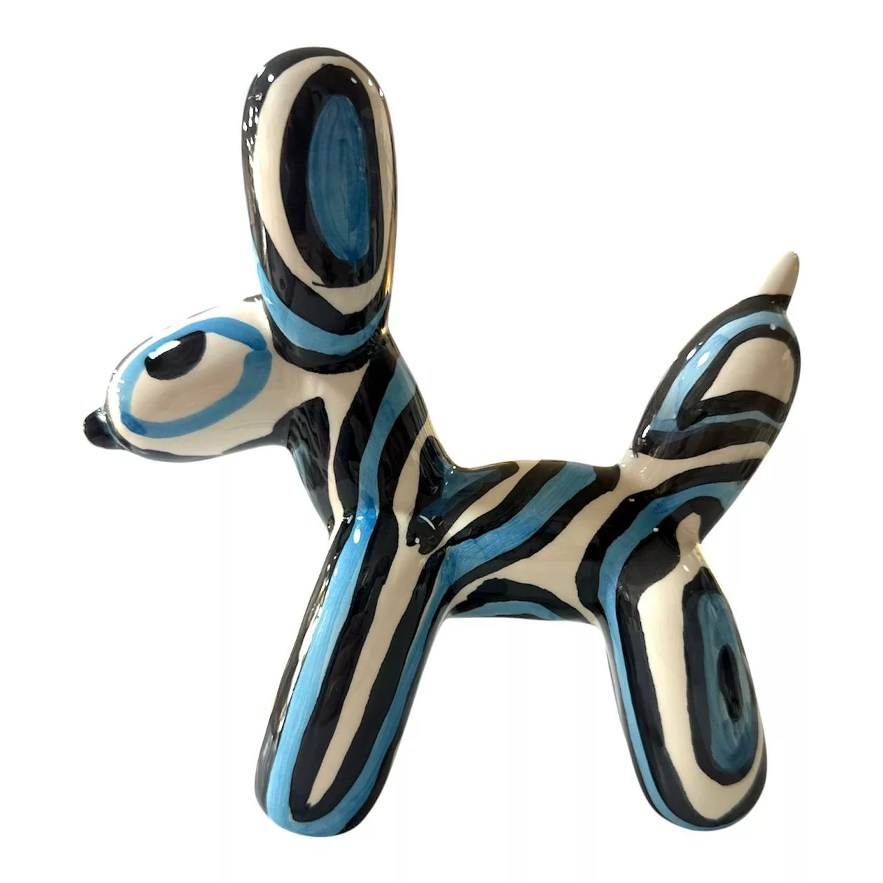 Sculpture dog Balloon en bleu et noir - Style arty