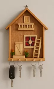 Porte clé mural en bois Maison artisanale