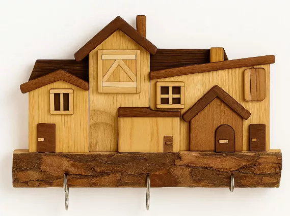 Porte-clés mural artisanal en bois Design maison rustique
