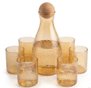 Service à Eau 7 Pièces Ambre Martelé