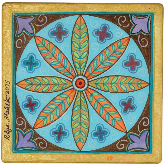 Tableau Rosace Orientale Peinture sur bois