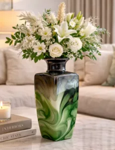 Vase Verre de Murano Style & Volutes Émeraude