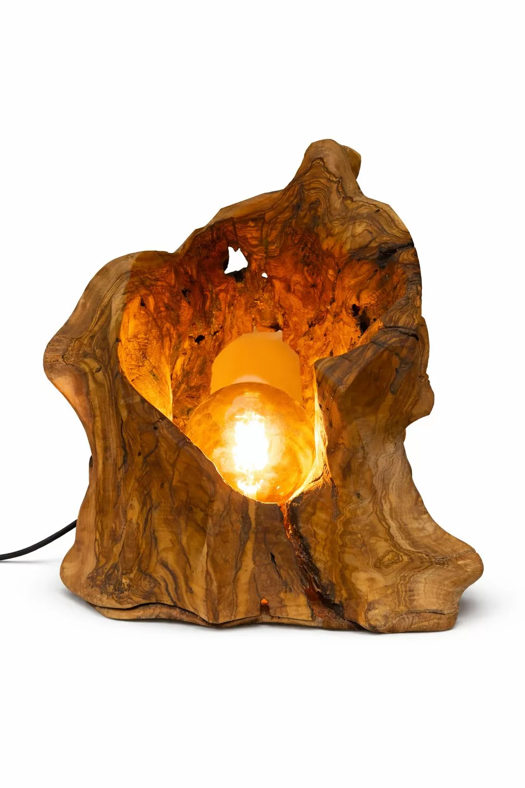 Lampe Artisanale en Bois d’Olivier 