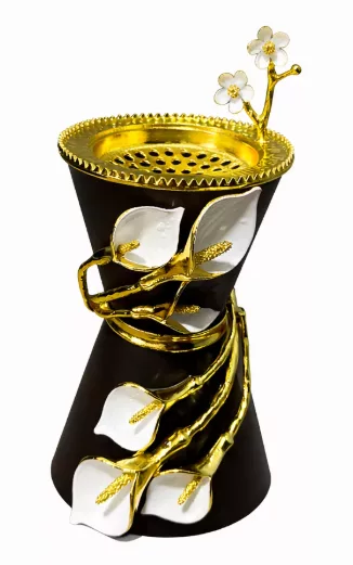 Brûleur d’Encens Décoratif Noir et Or