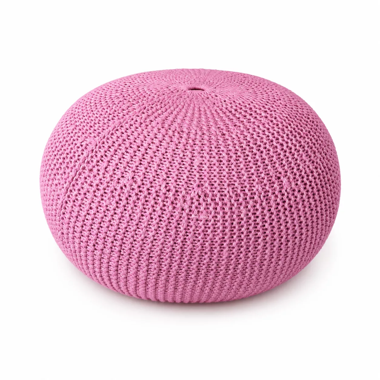 Pouf Rond en Maille Tricotée – Coloris Rose poudré