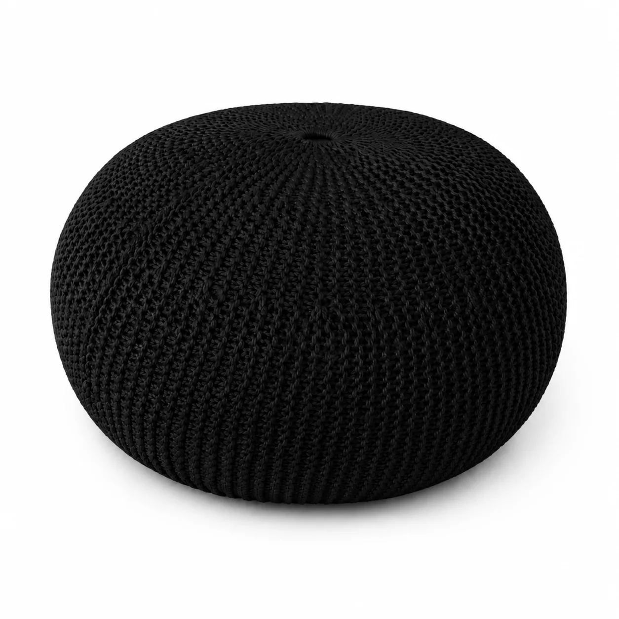 Pouf en Maille Tressée "Nuit Noire" – Élégance & Confort