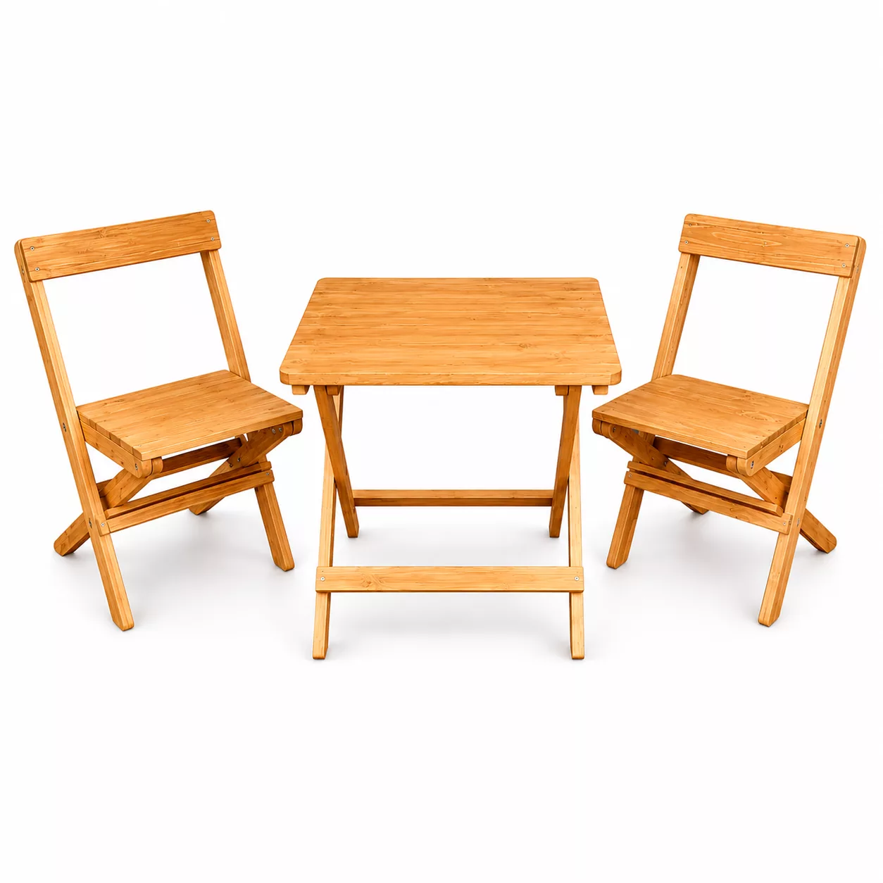 Ensemble Table Pliante en Bois avec 2 Chaises