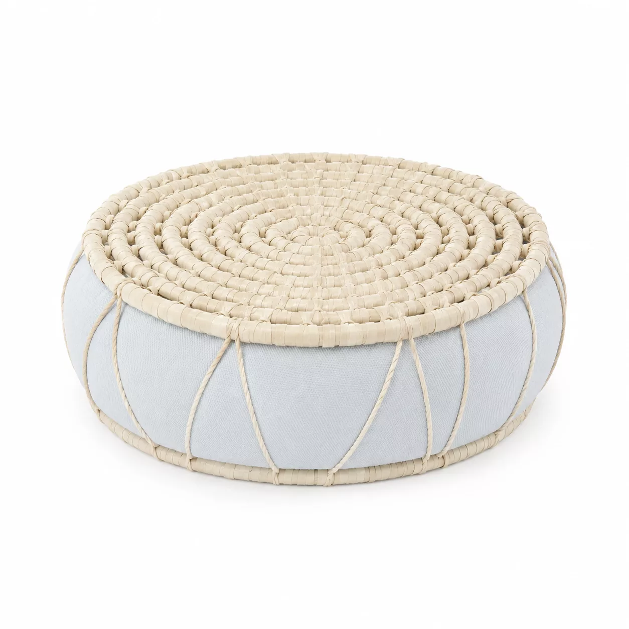 Pouf Rond Tressé Naturel – Assise Design en Corde et Tissu Beige