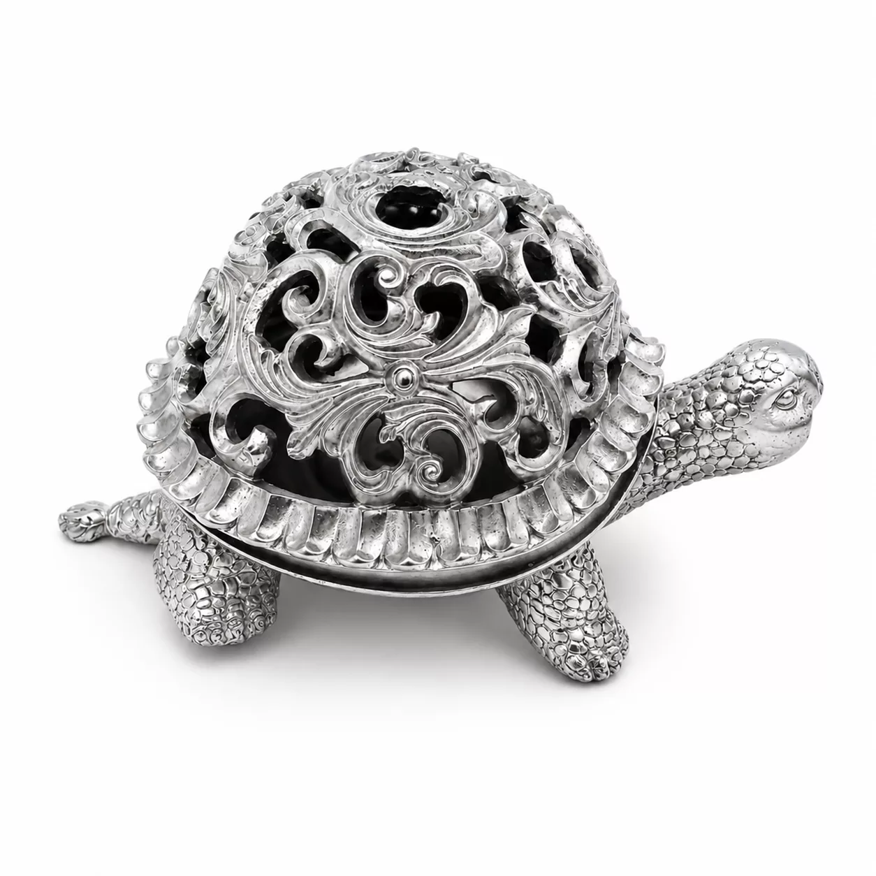 Tortue Décorative Argentée – Sculpture Design Moderne de Luxe