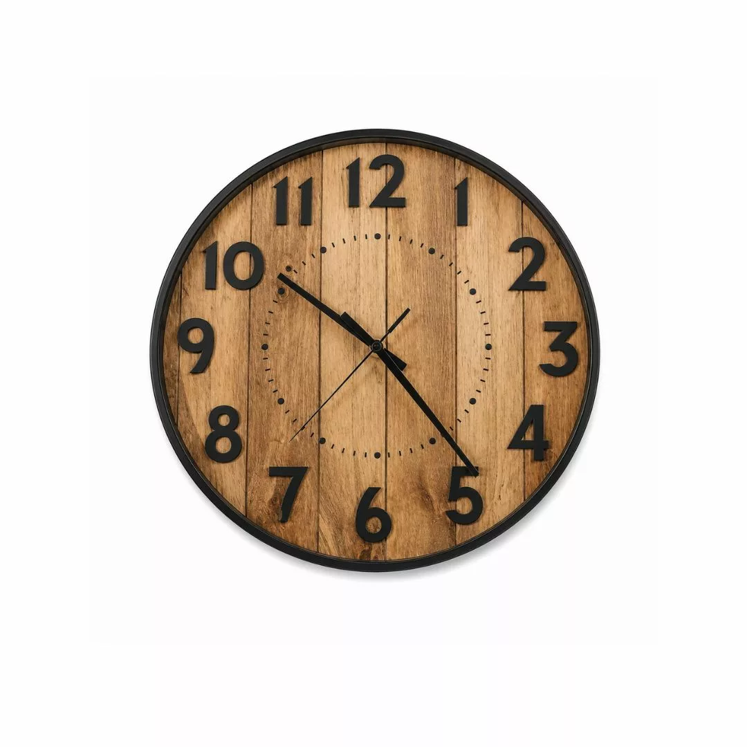 Horloge Murale Industrielle Vintage en Bois et Métal  Ø 50