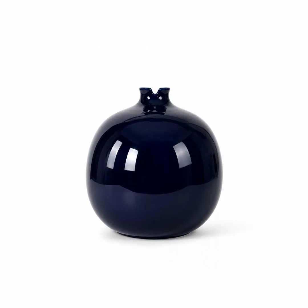 Vase grenade XL en céramique bleu intense - Diamètre 20 cm