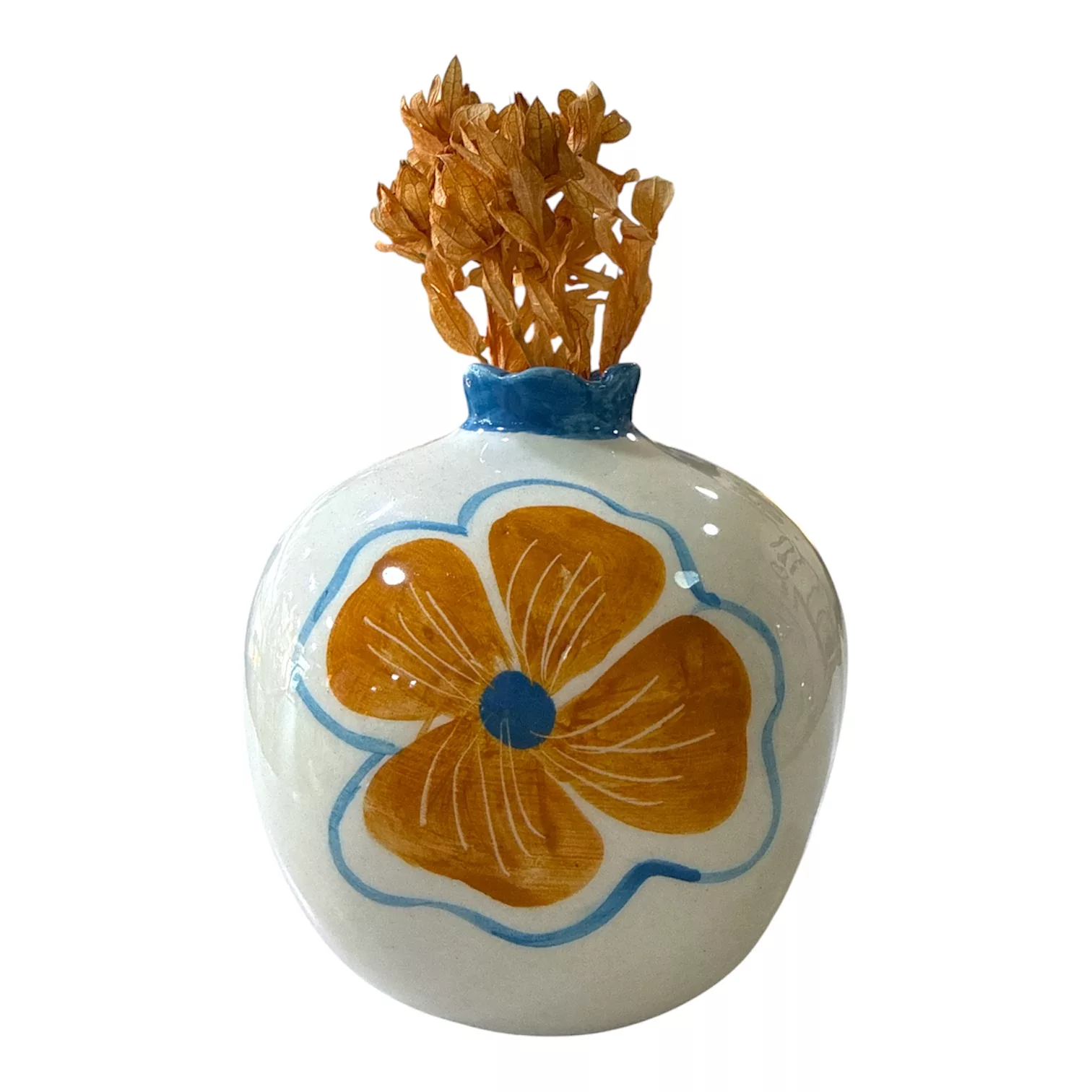 Grenade fleur - Pièce décorative artistique en céramique - 14 cm