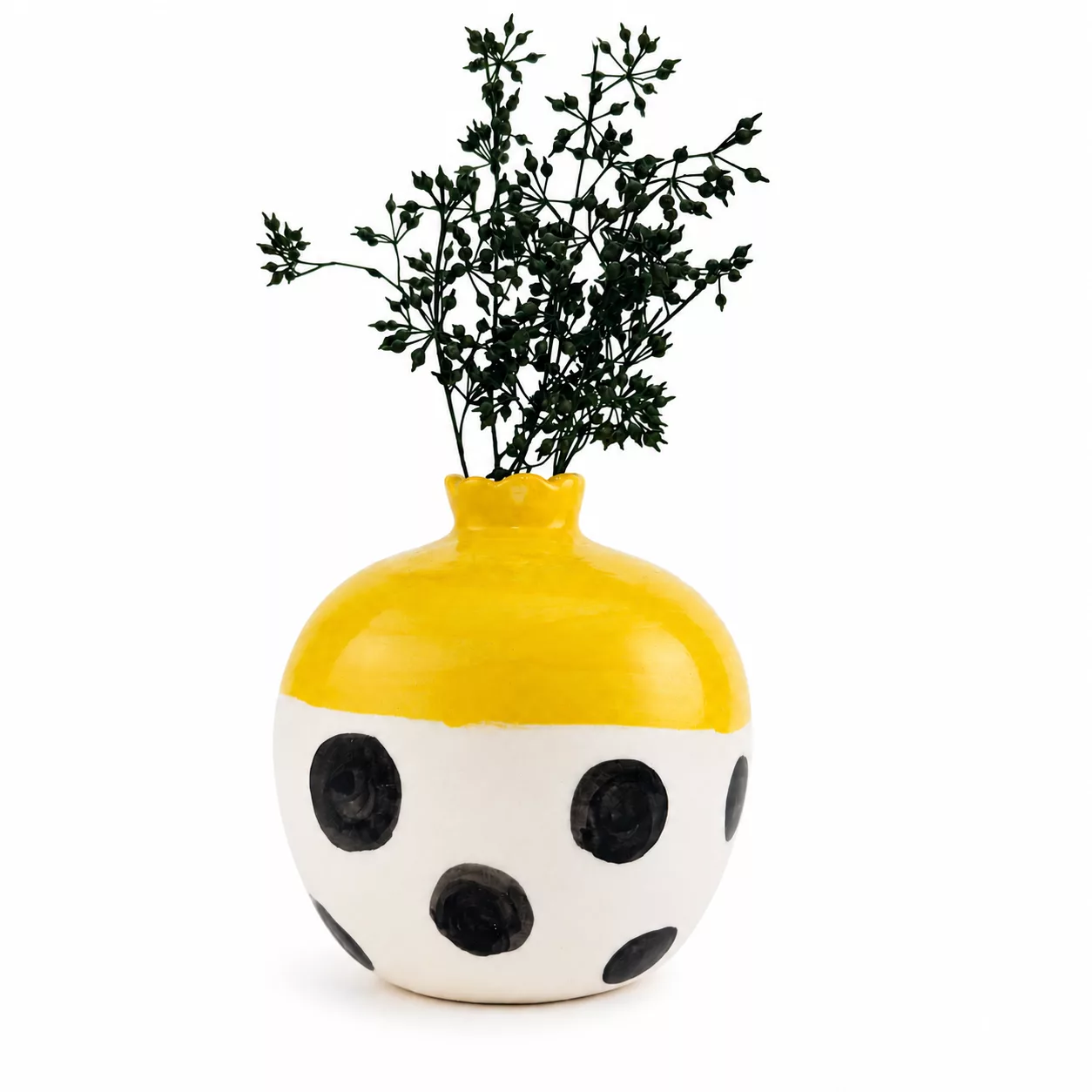Grenade en céramique jaune et noir - diamètre 14 cm