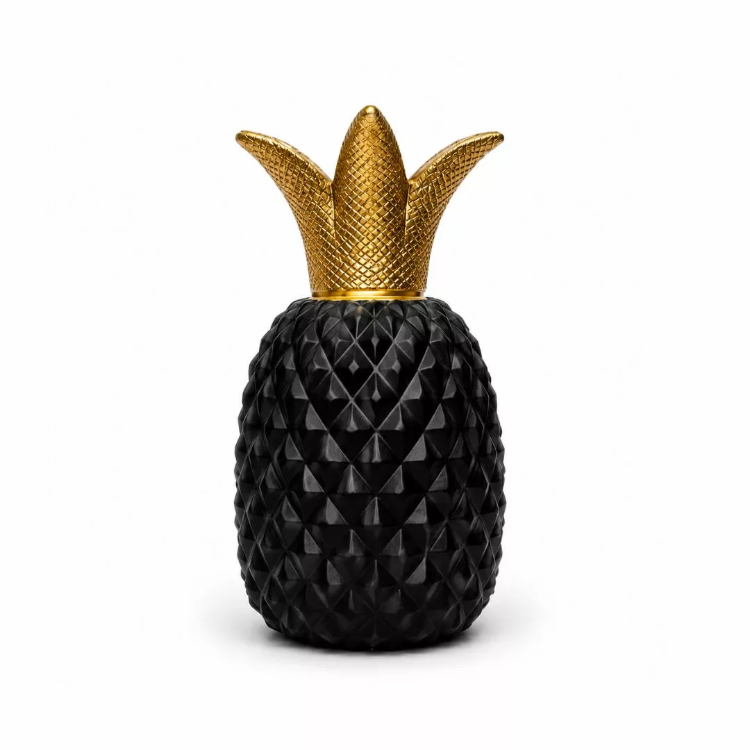 Ananas Décoratif Noir & Or – Résine – H 30 cm