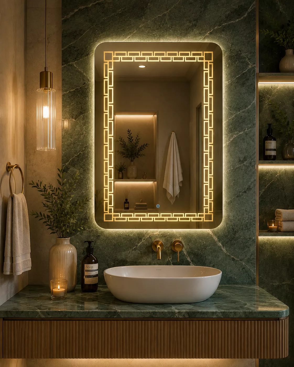 Miroir LUMA LED 3 Lumières – Design Géométrique Chic & Moderne