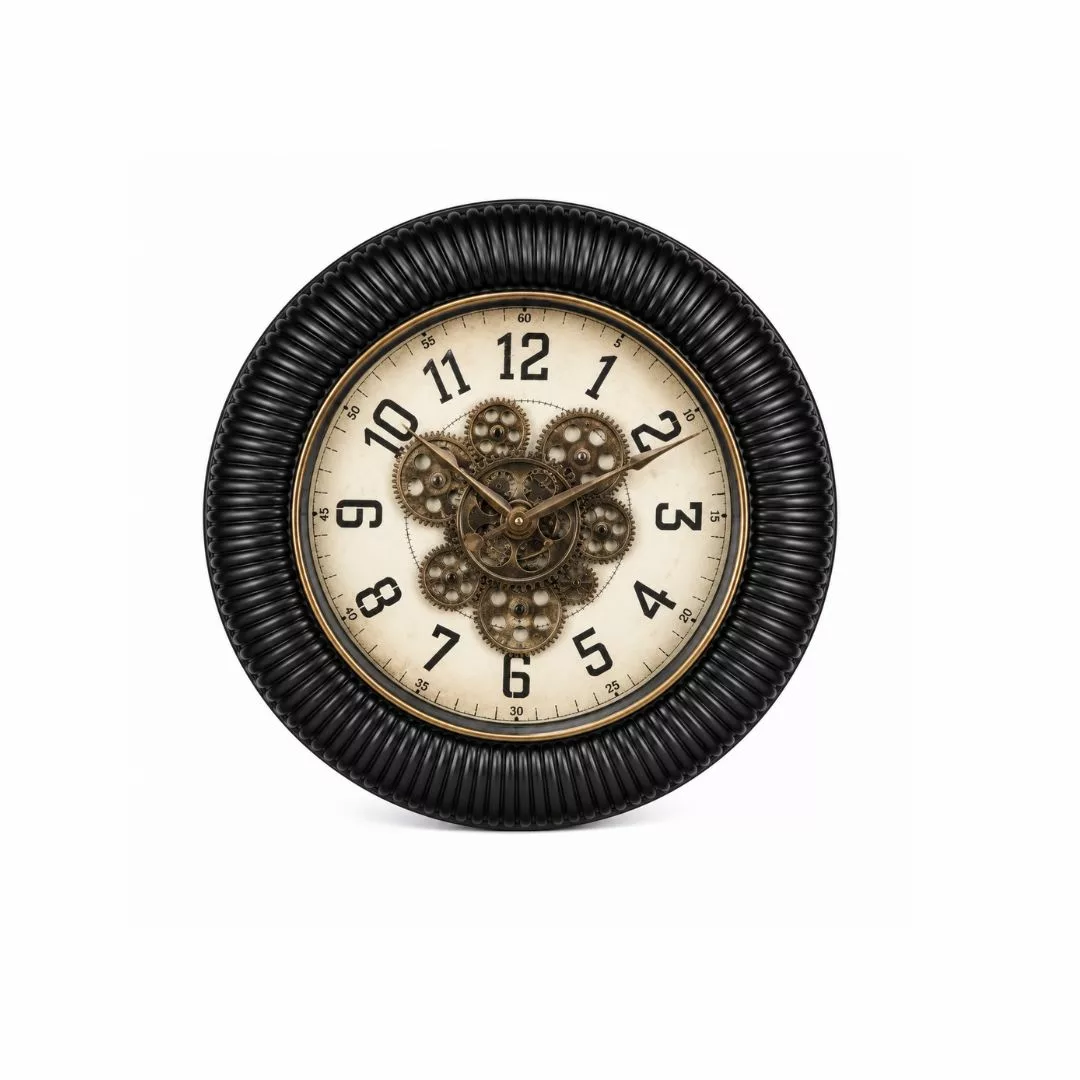 orloge Murale Industrielle Vintage avec Engrenages Décoratifs Ø 50 cm