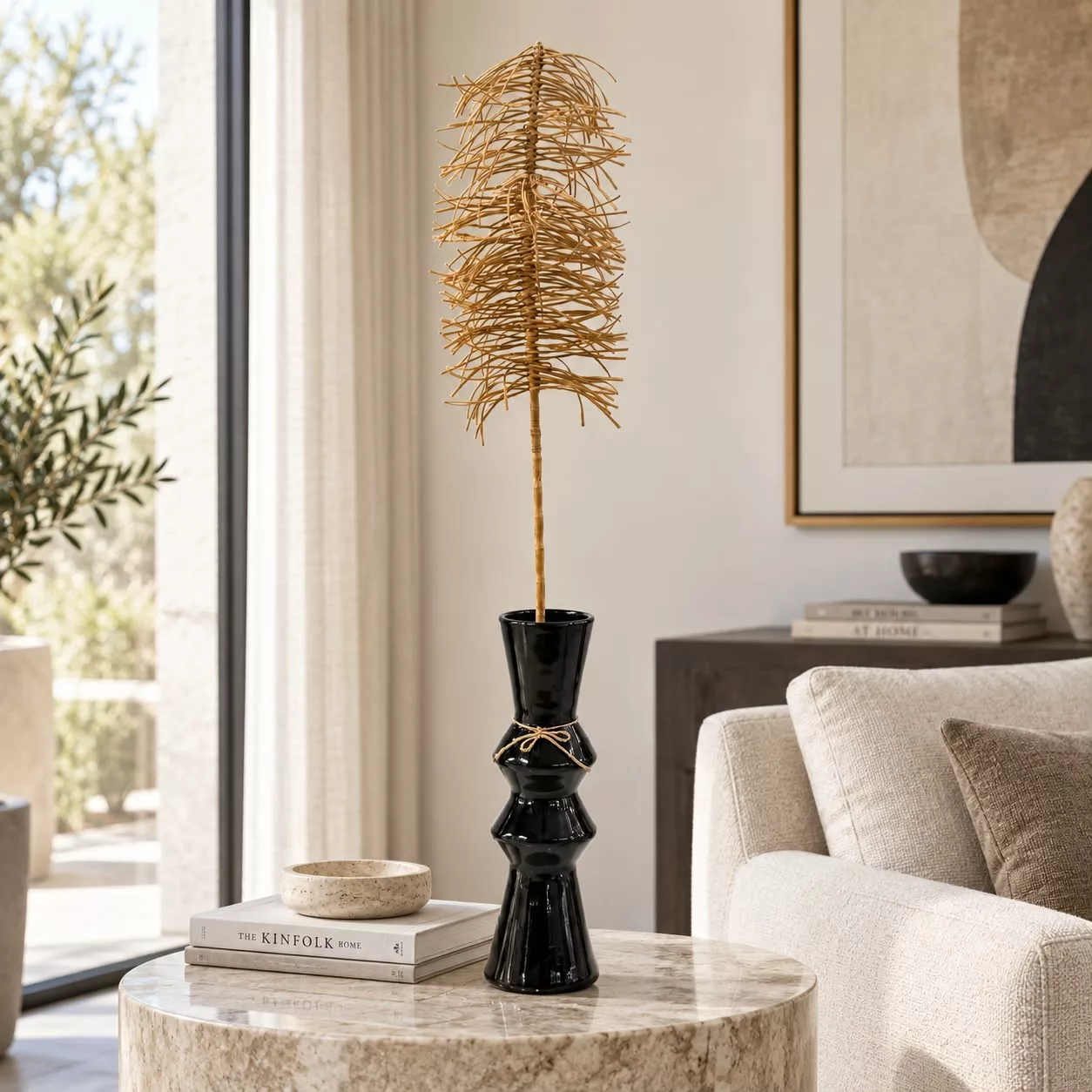VASE ET SA TIGE EN RAPHIA MES