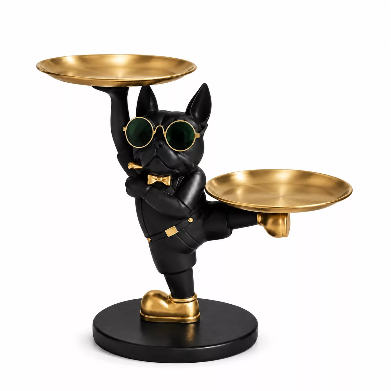 Bulldog décoratif doré à deux plateaux (1)