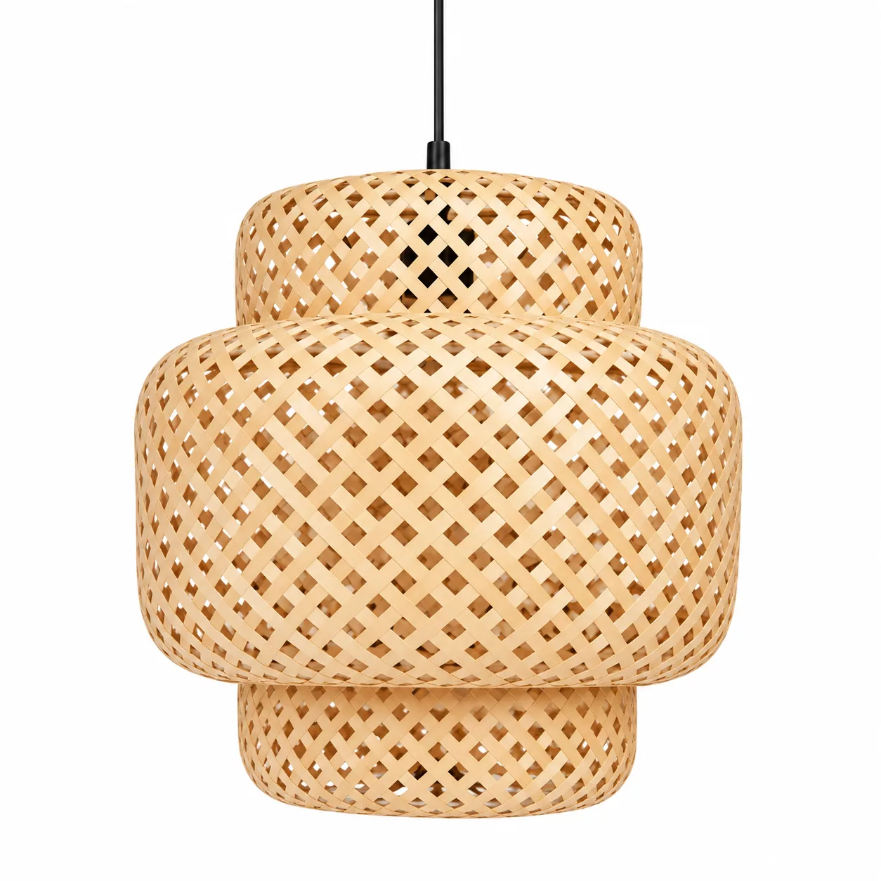 Suspension bambou tressé fond blanc