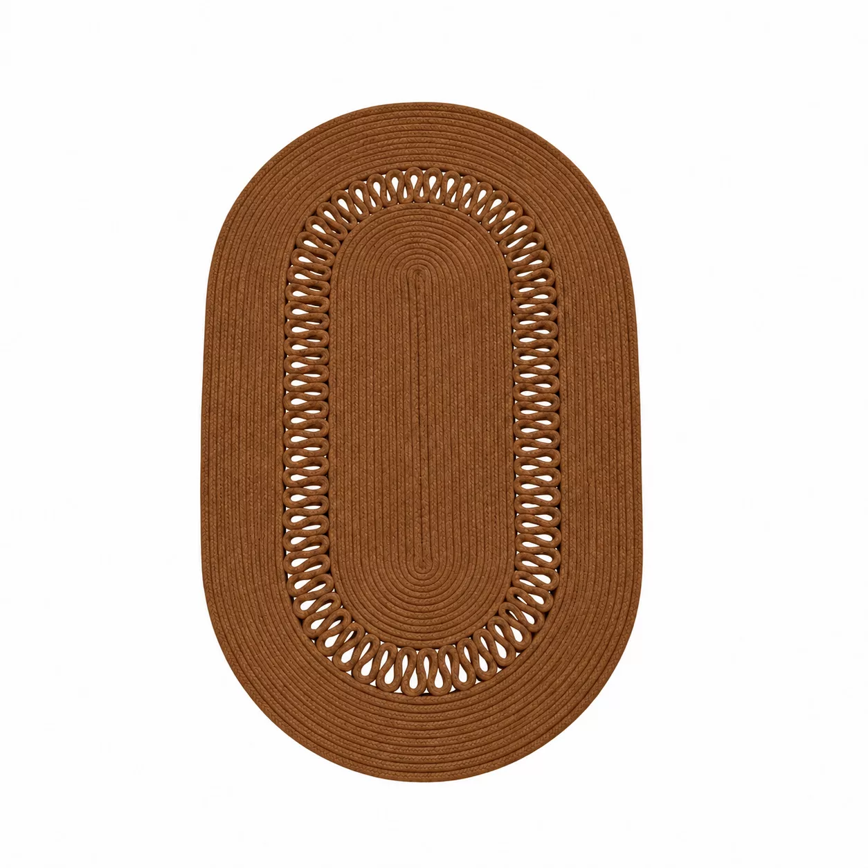 Tapis ovale en corde tressée marron foncé – Fait main en Tunisie