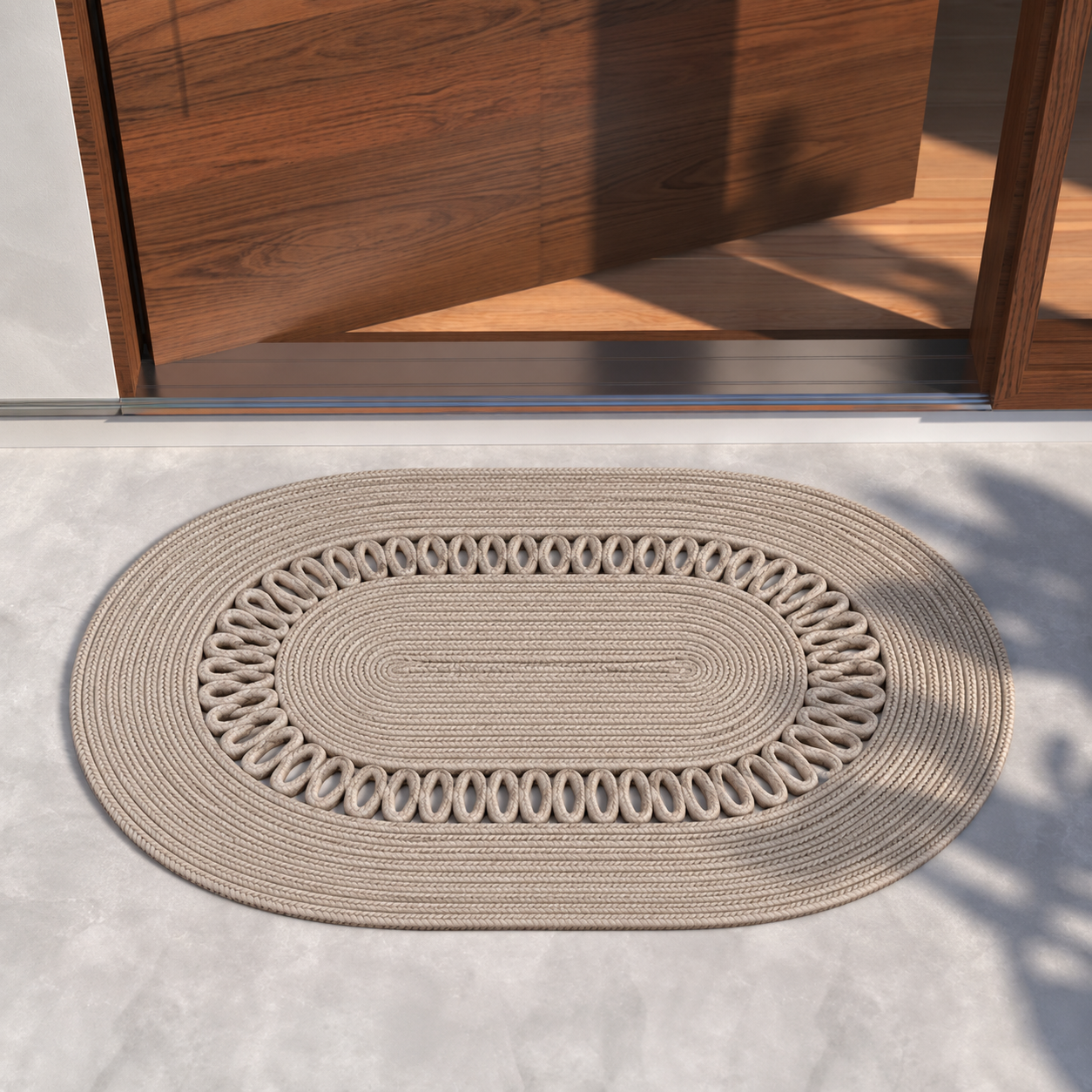Tapis-ovale-tressé-devant-la-porte